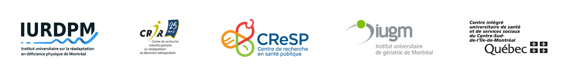 IURDPM, CRIR, CRESP, IUGM, CCSMTL logos