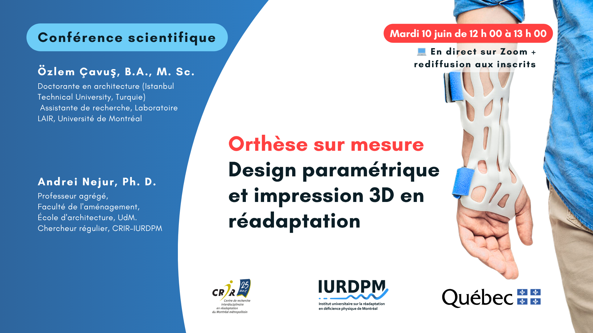 Orthèse sur mesure : Design paramétrique et impression 3D en réadaptation